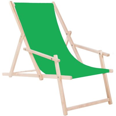 SPRINGOS Tumbona De Madera Con Reposabrazos, Verde, Para Jardín O Playa. SPRINGOS Tumbona De Madera Con Reposabrazos, Verde, Para Jardín O Playa.