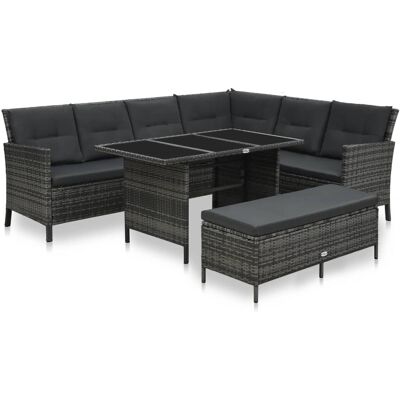 HELLOSHOP26 Conjunto De Muebles De Jardín 3 Piezas Con Cojines De Ratán Sintético Gris 020015998 HELLOSHOP26 Conjunto De Muebles De Jardín 3 Piezas Con Cojines De Ratán Sintético Gris 020015998