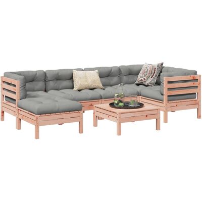 vidaXL Conjunto de Sofás de Jardín - Madera de abeto, Marrón, Modular vidaXL Conjunto de Sofás de Jardín - Madera de abeto, Marrón, Modular