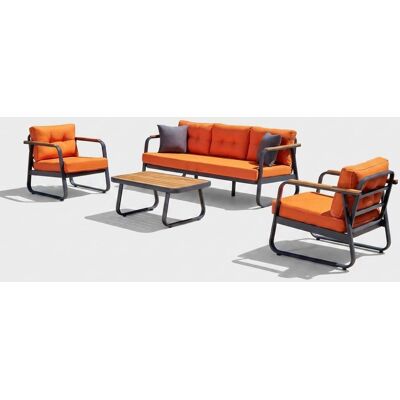 EMOB Juego De Salón De Jardín De Aluminio Con Mesa Auxiliar Rio 186 - Naranja EMOB Juego De Salón De Jardín De Aluminio Con Mesa Auxiliar Rio 186 - Naranja