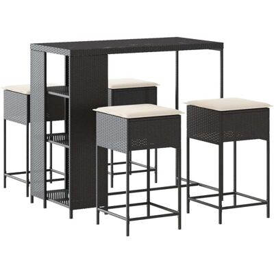 vidaXL Juego de bar de jardín de 5 piezas con cojines - Muebles de jardín vidaXL Juego de bar de jardín de 5 piezas con cojines - Muebles de jardín
