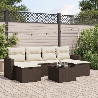 vidaXL Juego de Sofás de Jardín - Beige, Marrón, Crema - Juego de Jardín vidaXL Juego de Sofás de Jardín - Beige, Marrón, Crema - Juego de Jardín