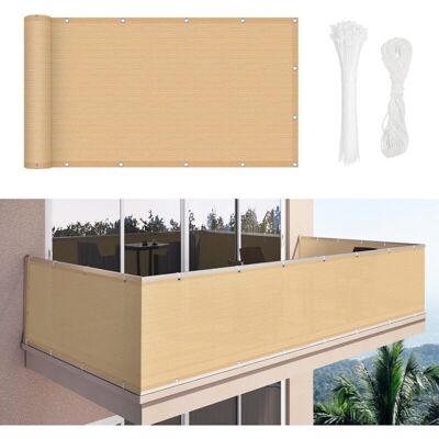 ABYSSE Mampara De Privacidad Para Balcón De 90 X 600 Cm, Tejido De Hdpe De 180 G/m², Protección Uv, Cortavientos Para Jardín, Terraza Y Exteriores, Con Bridas Y Cordones, Color Arena. ABYSSE Mampara De Privacidad Para Balcón De 90 X 600 Cm, Tejido De Hdpe De 180 G/m², Protección Uv, Cortavientos Para Jardín, Terraza Y Exteriores, Con Bridas Y Cordones, Color Arena.