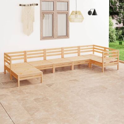 Conjunto de muebles de jardín de madera maciza de pino vidaXL 7 piezas Conjunto de muebles de jardín de madera maciza de pino vidaXL 7 piezas
