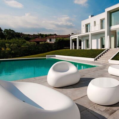 PLUST Sillón Para Exterior Jardín Terraza Polietileno Diseño Moderno Gumball P1 Color: Blanco PLUST Sillón Para Exterior Jardín Terraza Polietileno Diseño Moderno Gumball P1 Color: Blanco