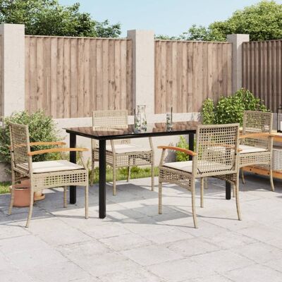Conjunto de comedor de jardín VIDAXL 5 pzas - Ratán sintético, cojines incluidos Conjunto de comedor de jardín VIDAXL 5 pzas - Ratán sintético, cojines incluidos