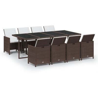 HELLOSHOP26 Conjunto De Comedor De Jardín Muebles De Exterior Cojines 9 Piezas Ratán Sintético Marrón 020014453 HELLOSHOP26 Conjunto De Comedor De Jardín Muebles De Exterior Cojines 9 Piezas Ratán Sintético Marrón 020014453