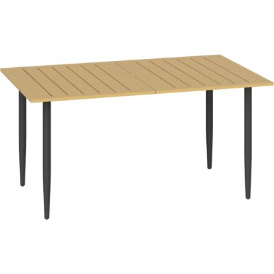 JHY DESIGN Mesa De Jardín De 150 X 90 Cm, De Acero Resistente A La Intemperie, Con Orificio Para Sombrilla, Color Marrón. JHY DESIGN Mesa De Jardín De 150 X 90 Cm, De Acero Resistente A La Intemperie, Con Orificio Para Sombrilla, Color Marrón.