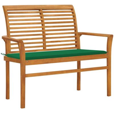 HELLOSHOP26 Banco De Jardín Mueble De Patio Exterior Mueble De Terraza Con Cojín Verde 112 X 55 X 94 Cm Madera Maciza De Teca 020011557 HELLOSHOP26 Banco De Jardín Mueble De Patio Exterior Mueble De Terraza Con Cojín Verde 112 X 55 X 94 Cm Madera Maciza De Teca 020011557