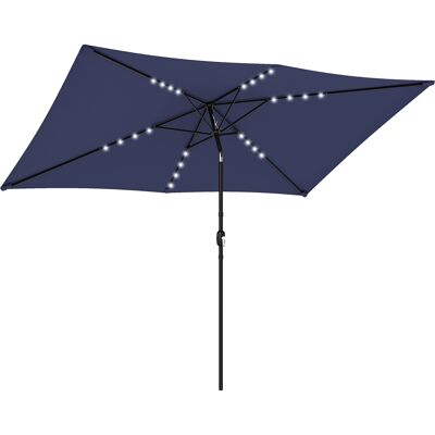 JHY DESIGN Sombrilla De Jardín Con 24 Luces Led Solares, Toldo Inclinable, Mástil Metálico, 2,9 X 2,5 M, Azul Oscuro. JHY DESIGN Sombrilla De Jardín Con 24 Luces Led Solares, Toldo Inclinable, Mástil Metálico, 2,9 X 2,5 M, Azul Oscuro.