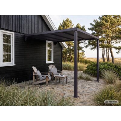 Cubierta Para Patio, Pérgola Mural Santa Ynez, 3x3m, Negro/gris Oscuro - Dancover Cubierta Para Patio, Pérgola Mural Santa Ynez, 3x3m, Negro/gris Oscuro - Dancover