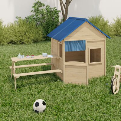 IDMARKET Odyssey Casita De Madera Para Niños, Casita De Exterior Con Mesa De Picnic Incorporada IDMARKET Odyssey Casita De Madera Para Niños, Casita De Exterior Con Mesa De Picnic Incorporada