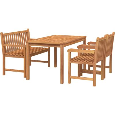 HELLOSHOP26 Juego De Comedor Muebles De Jardín Muebles De Exterior 4 Piezas De Madera Maciza De Teca HELLOSHOP26 Juego De Comedor Muebles De Jardín Muebles De Exterior 4 Piezas De Madera Maciza De Teca