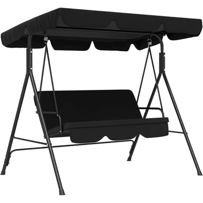JHY DESIGN Columpio De Jardín De 3 Plazas Con Toldo Ajustable Y Estructura De Acero Para Patio, 172 X 110 X 153 Cm, Negro. JHY DESIGN Columpio De Jardín De 3 Plazas Con Toldo Ajustable Y Estructura De Acero Para Patio, 172 X 110 X 153 Cm, Negro.