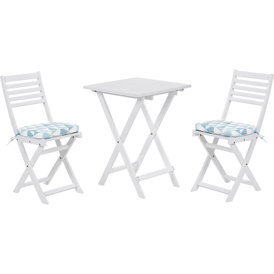 Conjunto de bistró blanco FIJI de Beliani con cojines - Conjunto de bistró Conjunto de bistró blanco FIJI de Beliani con cojines - Conjunto de bistró