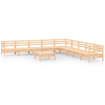 vidaXL Juego de jardín 10 piezas en madera maciza de pino - Juego de muebles de jardín vidaXL Juego de jardín 10 piezas en madera maciza de pino - Juego de muebles de jardín