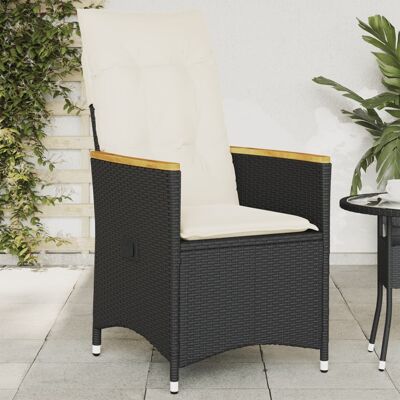 vidaXL Sillón de Jardín Ajustable con Cojines Ratán Sintético Negro - Garden Armchair vidaXL Sillón de Jardín Ajustable con Cojines Ratán Sintético Negro - Garden Armchair