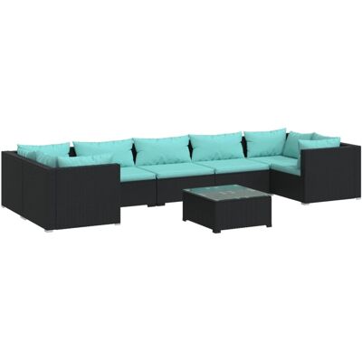 HELLOSHOP26 Set De Muebles De Jardín De Exterior 8 Piezas Con Cojines Ratán Sintético Negro 020017749 HELLOSHOP26 Set De Muebles De Jardín De Exterior 8 Piezas Con Cojines Ratán Sintético Negro 020017749