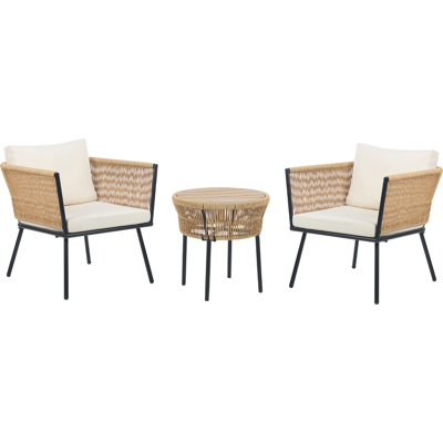 Conjunto de Bistro Beliani Natural Blanco PE Ratán - Muebles de jardín Conjunto de Bistro Beliani Natural Blanco PE Ratán - Muebles de jardín