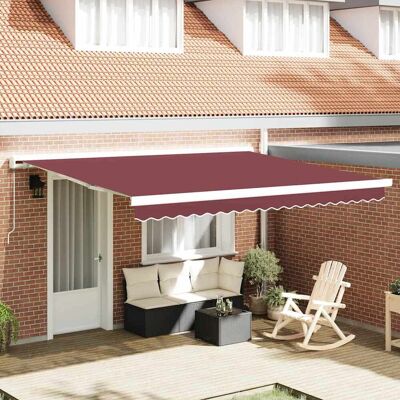 vidaXL Toldo retráctil manual burdeos 400x300 cm - Toldo vidaXL Toldo retráctil manual burdeos 400x300 cm - Toldo