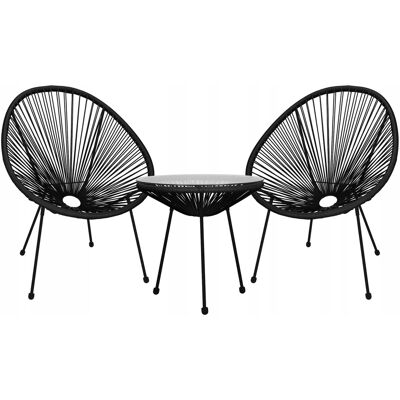 SPRINGOS Muebles De Jardín Set De Café Acapulco Mesa Sillas Para Terraza Balcón Negro SPRINGOS Muebles De Jardín Set De Café Acapulco Mesa Sillas Para Terraza Balcón Negro