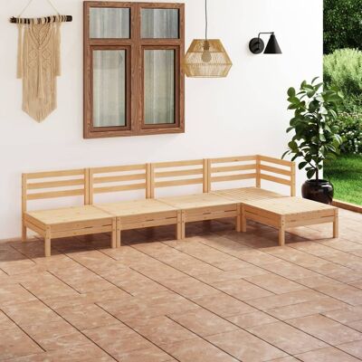 Conjunto de jardín vidaXL - Muebles de madera - 5 piezas - Pino Conjunto de jardín vidaXL - Muebles de madera - 5 piezas - Pino