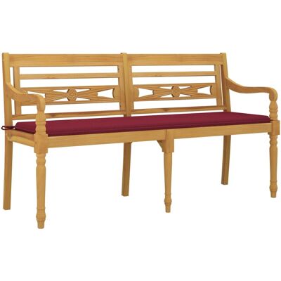 Helloshop26 - Banco De Jardín Muebles De Exterior Terraza Con Cojín Rojo Burdeos 150 Cm Madera Maciza De Teca 020011092 Helloshop26 - Banco De Jardín Muebles De Exterior Terraza Con Cojín Rojo Burdeos 150 Cm Madera Maciza De Teca 020011092