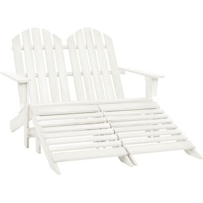 vidaXL Silla Adirondack de jardín de madera de abeto para 2 personas y otomanas - Blanco - Muebles de jardín vidaXL Silla Adirondack de jardín de madera de abeto para 2 personas y otomanas - Blanco - Muebles de jardín