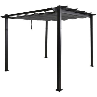 DÉCOSHOP26 Érgola De Aluminio Cenador De Jardín Terraza 3x3 M Con Techo Corredero Ajustable Estructura 8 Cm Tejido De Poliéster Uv50+ Antracita 04000972 DÉCOSHOP26 Érgola De Aluminio Cenador De Jardín Terraza 3x3 M Con Techo Corredero Ajustable Estructura 8 Cm Tejido De Poliéster Uv50+ Antracita 04000972
