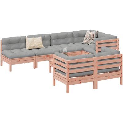 Conjunto de Sofás de Jardín 8 Pzas con Cojines Madera de Abeto Douglas Conjunto de Sofás de Jardín 8 Pzas con Cojines Madera de Abeto Douglas