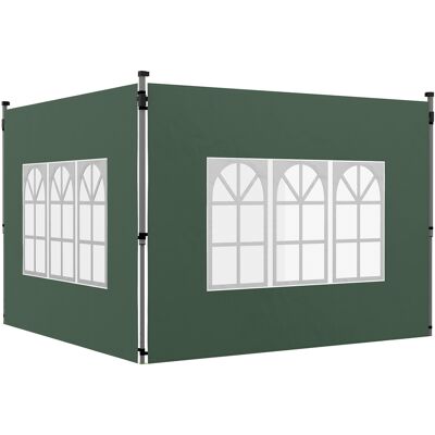 JHY DESIGN Juego De 2 Paneles Laterales Para Cenador De 3x3/3x4 M, Pared Lateral Con Ventana, Impermeable, Verde. JHY DESIGN Juego De 2 Paneles Laterales Para Cenador De 3x3/3x4 M, Pared Lateral Con Ventana, Impermeable, Verde.
