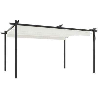 vidaXL Cenador con Techo Retráctil 4x3 m Crema - Cenador vidaXL Cenador con Techo Retráctil 4x3 m Crema - Cenador