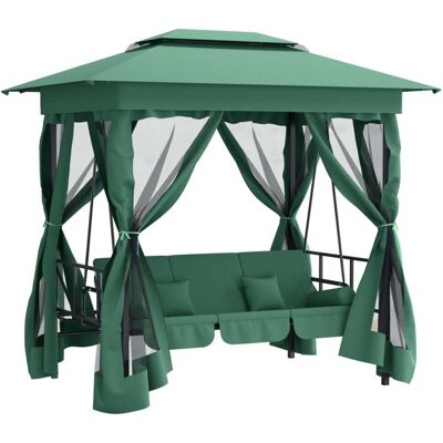 Cenador De Jardín Banco Columpio Convertible Acero Y Tela Verde Vidaxl Cenador De Jardín Banco Columpio Convertible Acero Y Tela Verde Vidaxl