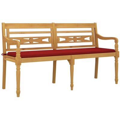 HELLOSHOP26 Banco De Jardín Muebles De Terraza Exterior Con Cojín Rojo 150 Cm Madera Maciza De Teca 020011088 HELLOSHOP26 Banco De Jardín Muebles De Terraza Exterior Con Cojín Rojo 150 Cm Madera Maciza De Teca 020011088