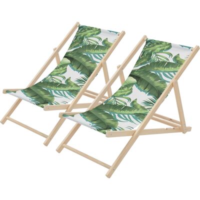 Ecd Germany 2x Sillas De Playa De Madera Con Diseño Tropical Verde-blanca Tumbona Plegable Con Respaldo Ajustable En 3 Posiciones De Reclinación Asiento De Relax Para Jardín O Piscina, Hasta 120 Kg Ecd Germany 2x Sillas De Playa De Madera Con Diseño Tropical Verde-blanca Tumbona Plegable Con Respaldo Ajustable En 3 Posiciones De Reclinación Asiento De Relax Para Jardín O Piscina, Hasta 120 Kg