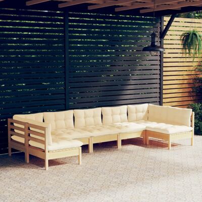 Set de salón de jardín con cojines crema - Muebles de jardín Set de salón de jardín con cojines crema - Muebles de jardín