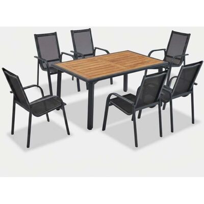 EMOB Juego De Mesa Y Sillas De Jardín Berlín En Aluminio Y Madera EMOB Juego De Mesa Y Sillas De Jardín Berlín En Aluminio Y Madera