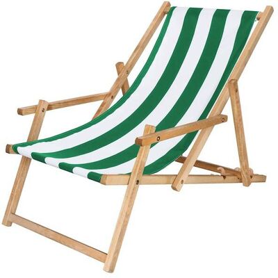 SPRINGOS Tumbona De Jardín Plegable Impregnada Con Reposabrazos Verde-blanco. SPRINGOS Tumbona De Jardín Plegable Impregnada Con Reposabrazos Verde-blanco.