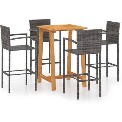 MAISONCHIC - vidaXL624744 - Gris - Conjunto de bar para jardín MAISONCHIC - vidaXL624744 - Gris - Conjunto de bar para jardín