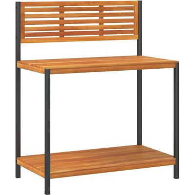 HELLOSHOP26 Mesa De Jardín De Madera Maciza De Acacia Con Estantes 90 X 50 X 110 Cm Práctico Espacio De Almacenamiento En Madera De Acacia Marrón 020047457 HELLOSHOP26 Mesa De Jardín De Madera Maciza De Acacia Con Estantes 90 X 50 X 110 Cm Práctico Espacio De Almacenamiento En Madera De Acacia Marrón 020047457