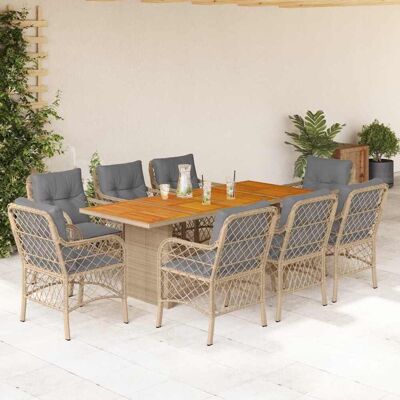 Conjunto de comedor de jardín beige - Rattan sintético resistente a la intemperie Conjunto de comedor de jardín beige - Rattan sintético resistente a la intemperie