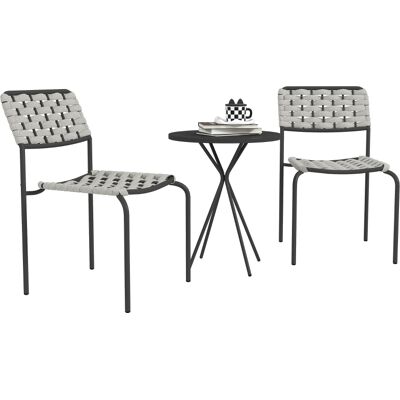 JHY DESIGN Conjunto De Muebles De Jardín De Ratán Sintético, Conjunto De Salón De Jardín Para 2 Personas, Conjunto De 3 Piezas Con 2 Sillas Apilables Y Una Mesa, Resistente A La Intemperie, Para Jardín, Patio O JHY DESIGN Conjunto De Muebles De Jardín De Ratán Sintético, Conjunto De Salón De Jardín Para 2 Personas, Conjunto De 3 Piezas Con 2 Sillas Apilables Y Una Mesa, Resistente A La Intemperie, Para Jardín, Patio O