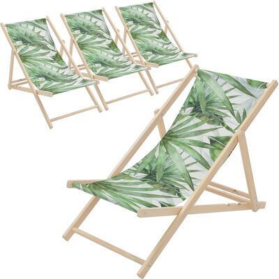 Ecd Germany 4x Sillas De Playa De Madera Con Diseño Palmera Verde-blanca Tumbona Plegable Con Respaldo Ajustable En 3 Posiciones De Reclinación Asiento De Relax Para Jardín O Piscina, Hasta 120 Kg Ecd Germany 4x Sillas De Playa De Madera Con Diseño Palmera Verde-blanca Tumbona Plegable Con Respaldo Ajustable En 3 Posiciones De Reclinación Asiento De Relax Para Jardín O Piscina, Hasta 120 Kg
