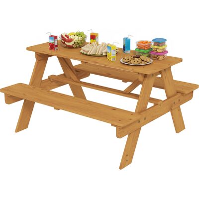 BEYAMIS Conjunto De Jardín Infantil – Mesa De Picnic Con Bancos – Madera Maciza Natural – Para Jugar Y Comer BEYAMIS Conjunto De Jardín Infantil – Mesa De Picnic Con Bancos – Madera Maciza Natural – Para Jugar Y Comer