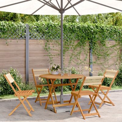vidaXL Juego de comedor jardín 5 piezas polipropileno madera maciza beige - Juego de comedor jardín vidaXL Juego de comedor jardín 5 piezas polipropileno madera maciza beige - Juego de comedor jardín