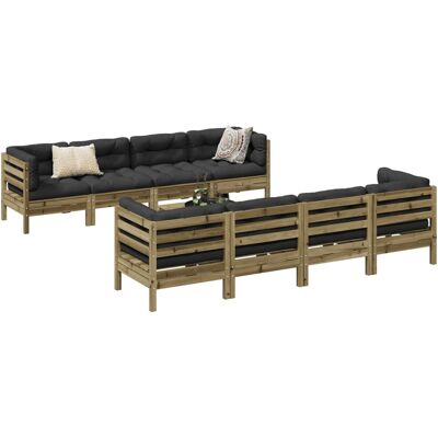 Conjunto de Sofás de Jardín vidaXL con Cojines - Madera de Pino Duradera Conjunto de Sofás de Jardín vidaXL con Cojines - Madera de Pino Duradera