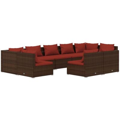 HELLOSHOP26 Conjunto De Muebles De Jardín De 9 Piezas Con Cojines Marrón De Ratán Sintético 020018053 HELLOSHOP26 Conjunto De Muebles De Jardín De 9 Piezas Con Cojines Marrón De Ratán Sintético 020018053