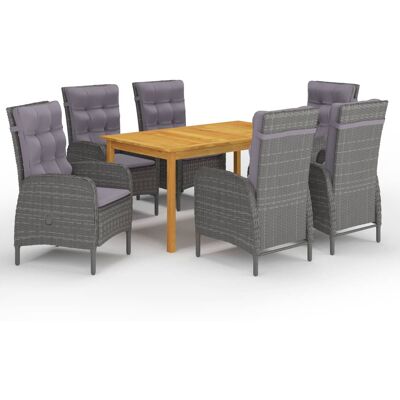 Conjunto de comedor de jardín de 7 piezas - Gris Conjunto de comedor de jardín de 7 piezas - Gris