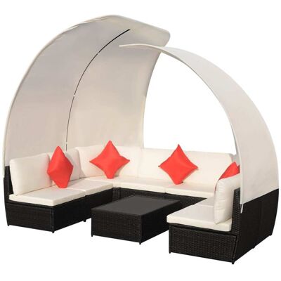 HELLOSHOP26 Conjunto De Muebles De Jardín Para Exterior 9 Piezas Con Toldos De Ratán Sintético Negro 020017887 HELLOSHOP26 Conjunto De Muebles De Jardín Para Exterior 9 Piezas Con Toldos De Ratán Sintético Negro 020017887