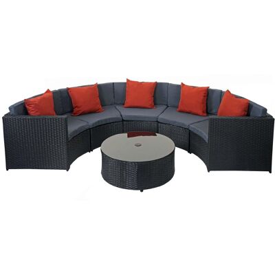 DÉCOSHOP26 Et De Jardín Redondo Modular De 5 Plazas Con Mesa Y Cojines Poliratán Negro Cojines Gris Oscuro Y Terracota 04001106 DÉCOSHOP26 Et De Jardín Redondo Modular De 5 Plazas Con Mesa Y Cojines Poliratán Negro Cojines Gris Oscuro Y Terracota 04001106